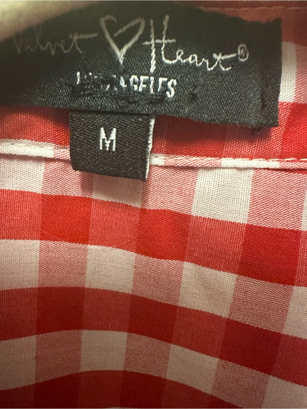 Velvet Heart Red and White Gingham Button-Up Wide Cropped fit